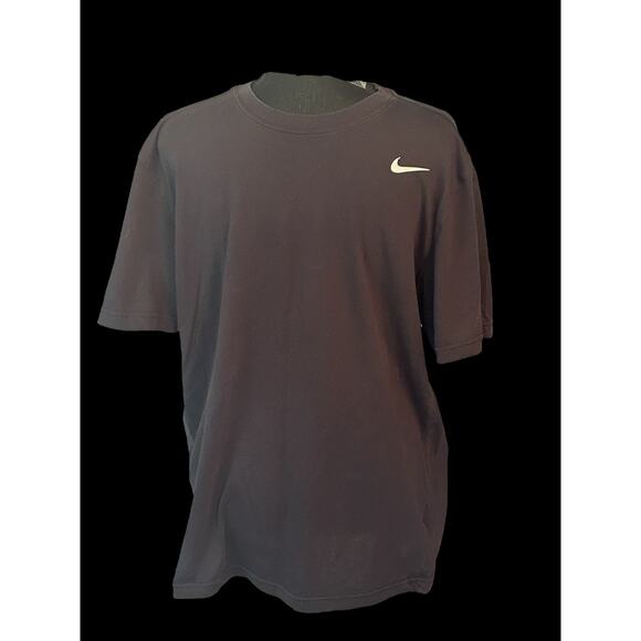 Nike Dri Fit Men’s Large‎ Black T-Shirt w/ Gray Swoosh Athletic Training - Picture 1 of 6
